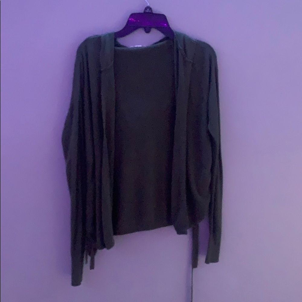 green knit cardigan